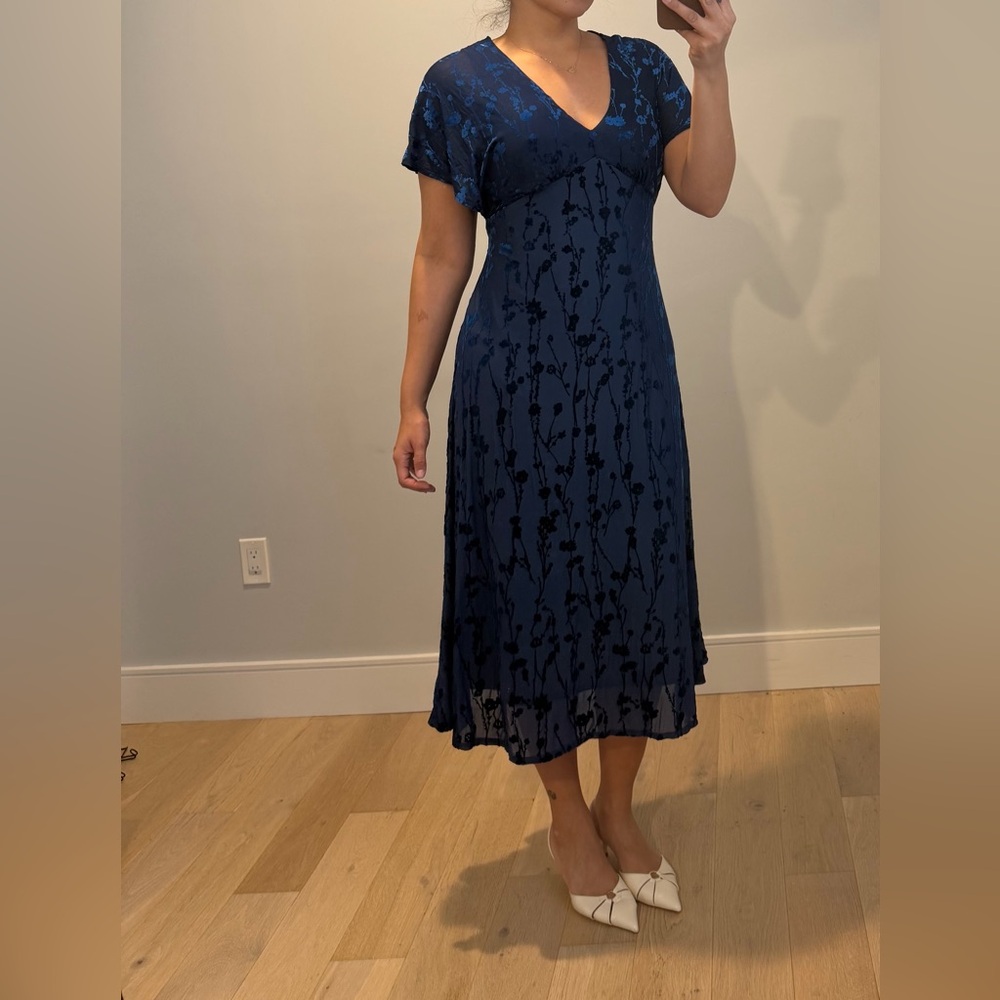 Taylor Navy Floral Midi Dress